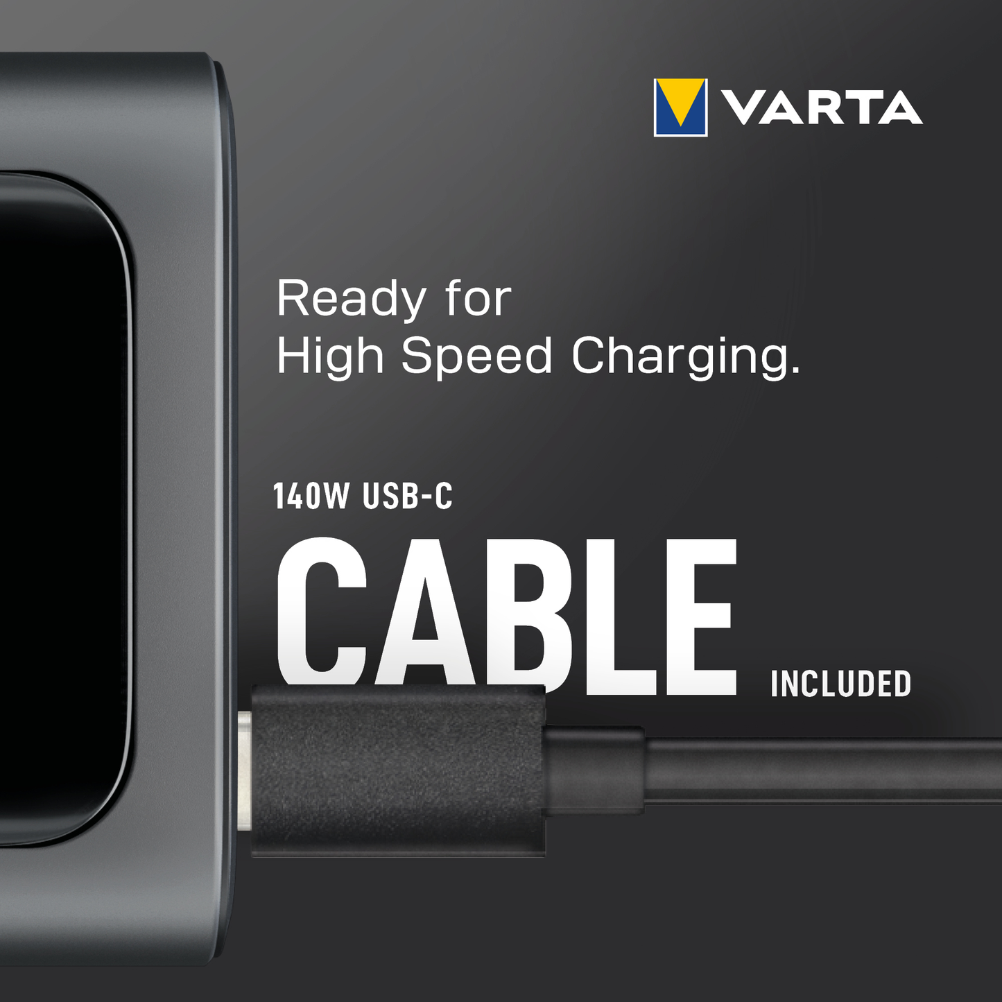 Baterie Externa Varta High Speed, 27000mAh, 140W, QC + PD, 1 x USB-A - 2 x USB-C, Neagra