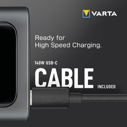Baterie Externa Varta High Speed, 27000mAh, 140W, QC + PD, 1 x USB-A - 2 x USB-C, Neagra