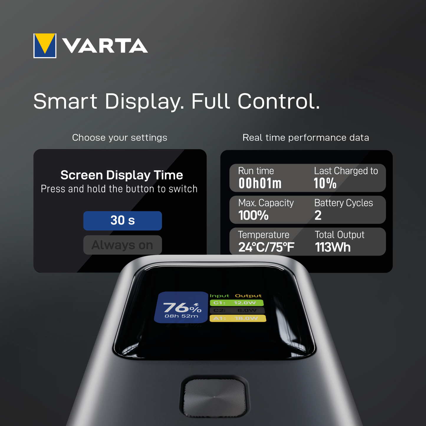 Baterie Externa Varta High Speed, 27000mAh, 140W, QC + PD, 1 x USB-A - 2 x USB-C, Neagra