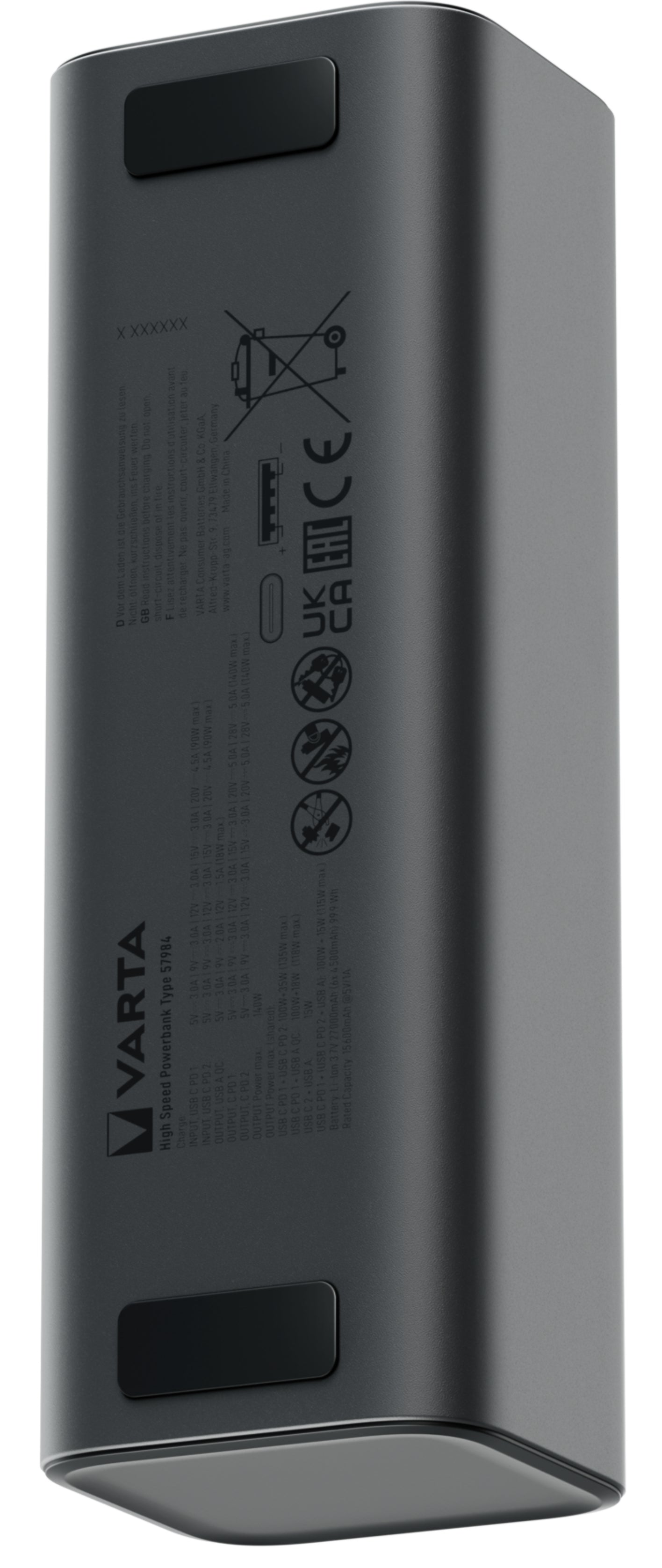 Baterie Externa Varta High Speed, 27000mAh, 140W, QC + PD, 1 x USB-A - 2 x USB-C, Neagra