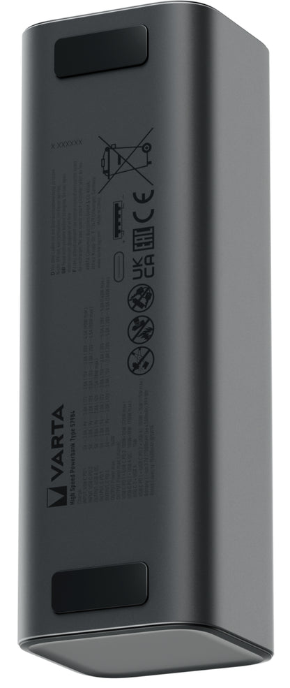 Baterie Externa Varta High Speed, 27000mAh, 140W, QC + PD, 1 x USB-A - 2 x USB-C, Neagra