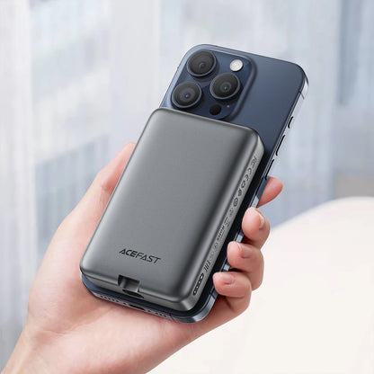 Baterie Externa Wireless Acefast M10, 10000mAh, 30W, PD + FQI, 1 x QI - 2 x USB-C, Neagra