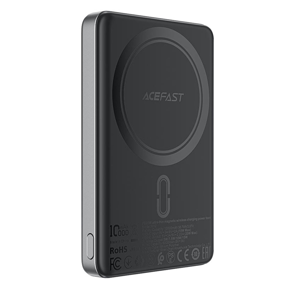 Baterie Externa Wireless Acefast M12, 10000mAh, 20W, PD + FQI, 1 x QI - 1 x USB-C, Neagra