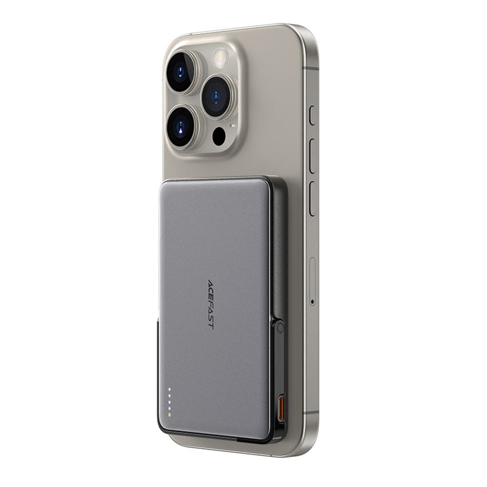 Baterie Externa Wireless Acefast M16, 5000mAh, 18W, PD + FQI, 1 x QI - 1 x USB-C, Neagra