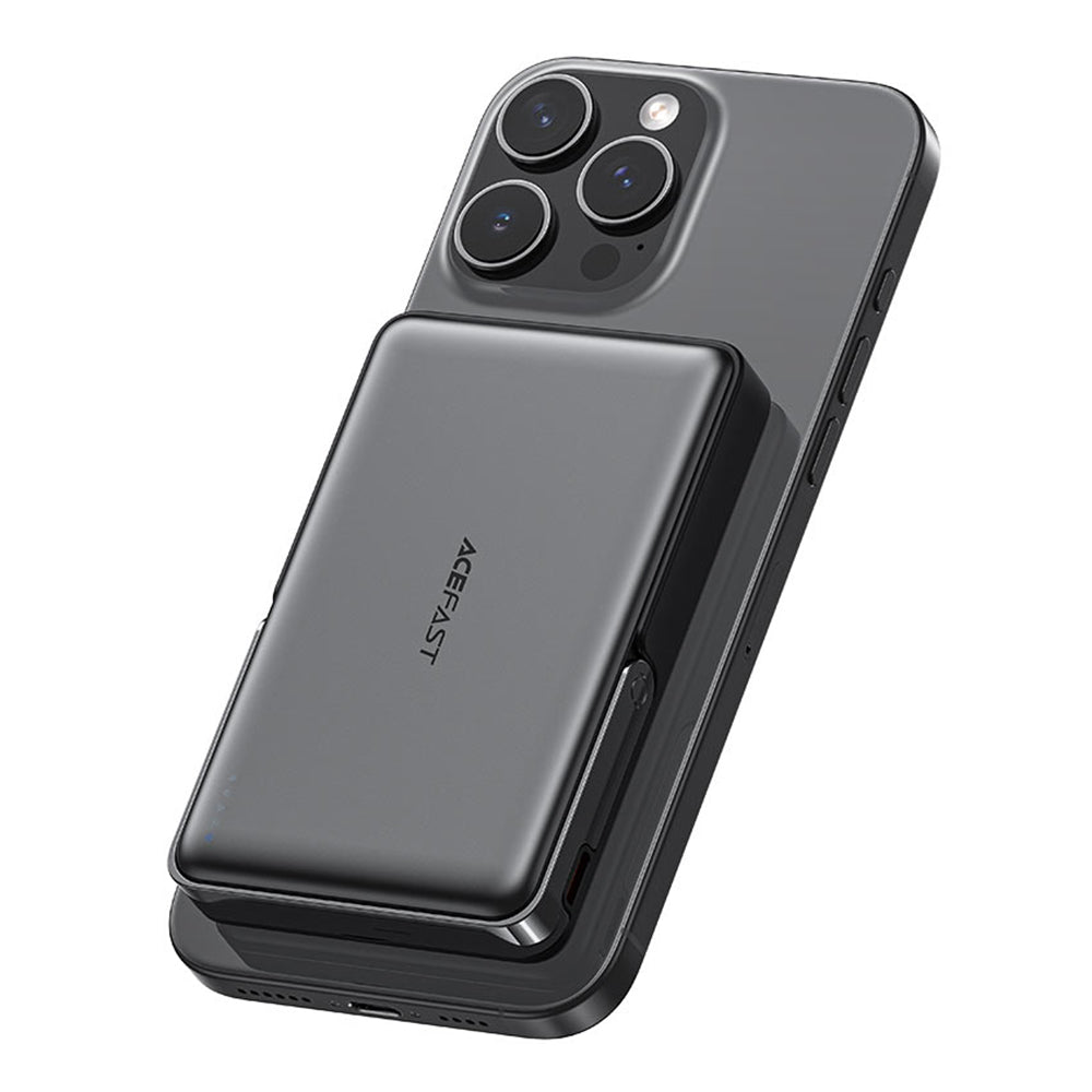 Baterie Externa Wireless Acefast M17, 10000mAh, 22.5W, PD + FQI, 1 x QI - 1 x USB-C, Neagra