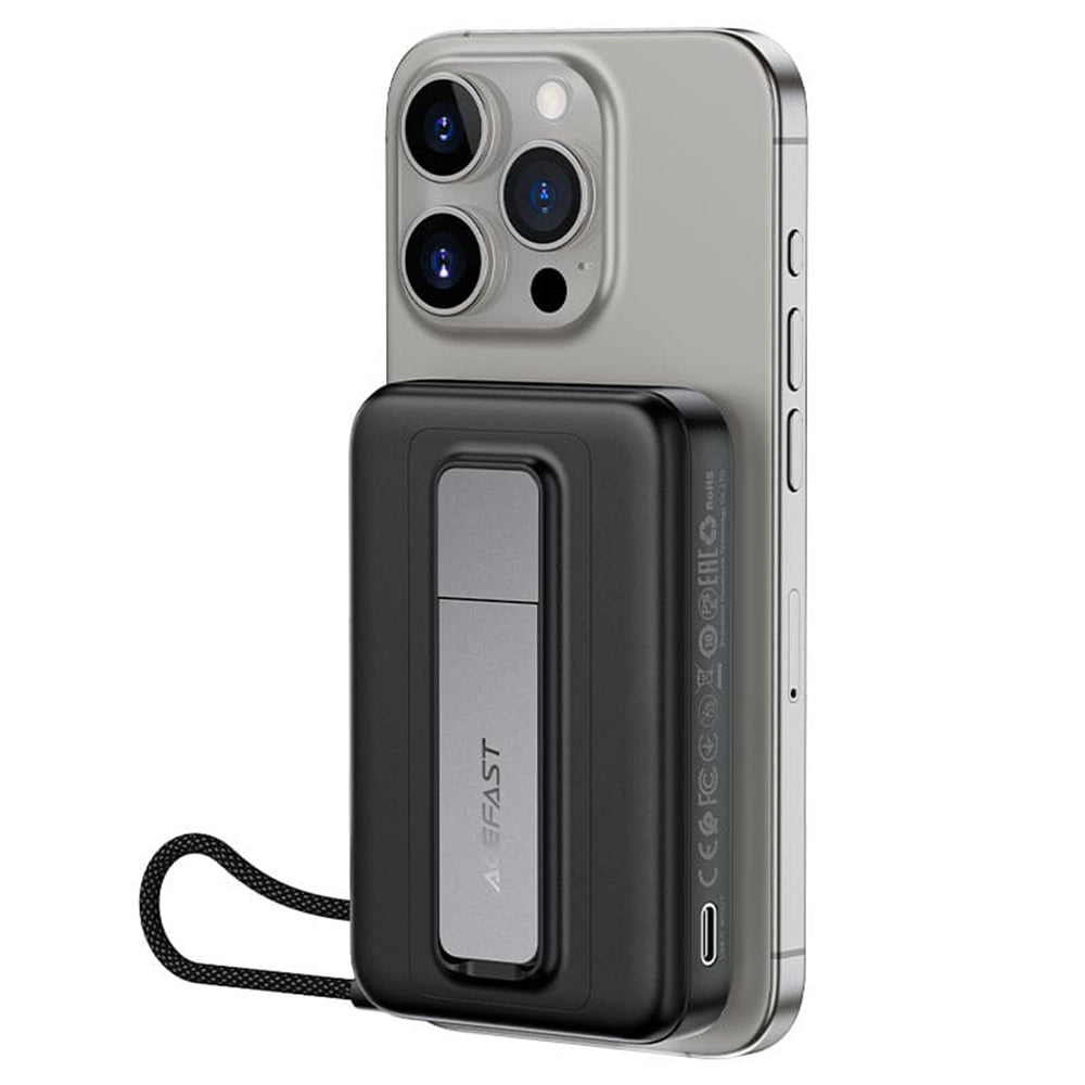 Baterie Externa Wireless Acefast M24, 10000mAh, 22.5W, PD + FQI, 1 x QI - 2 x USB-C, Gri