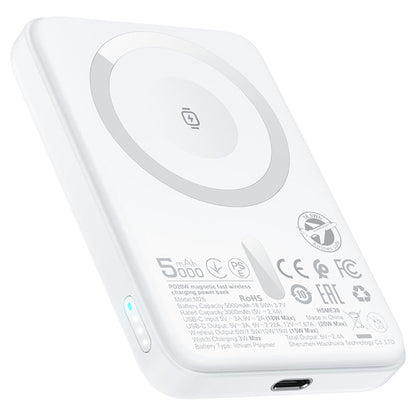 Baterie Externa Wireless Acefast M25, 5000mAh, 20W, PD + FQI, 1 x QI - 1 x USB-C, Alba