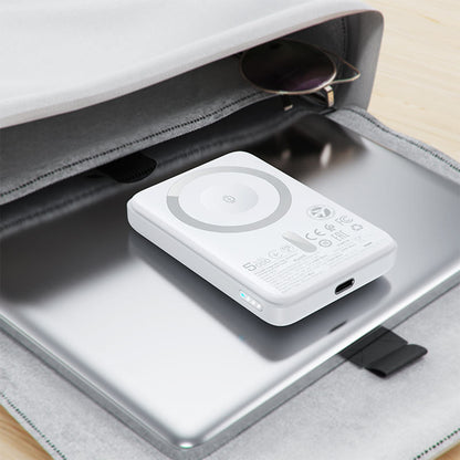 Baterie Externa Wireless Acefast M25, 5000mAh, 20W, PD + FQI, 1 x QI - 1 x USB-C, Alba