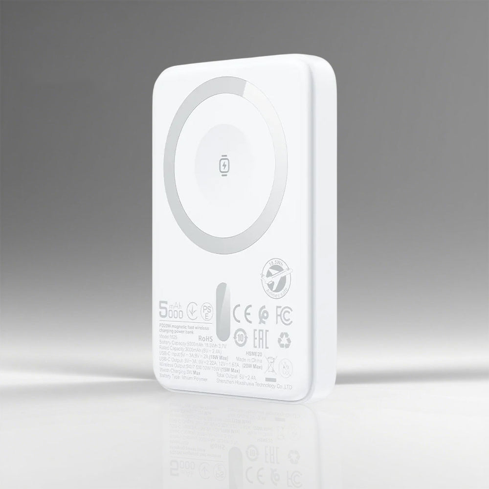Baterie Externa Wireless Acefast M25, 5000mAh, 20W, PD + FQI, 1 x QI - 1 x USB-C, Alba