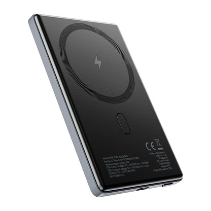 Baterie Externa Wireless Allity. APB-300, 5000mAh, 20W, PD + FQI, 1 x QI - 1 x USB-C, Gri