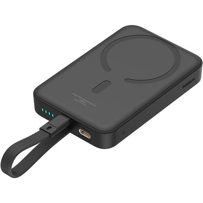 Baterie Externa Wireless Baseus Magnetic Mini, 10000mAh, 20W, PD + FQI, 1 x Lightning - 1 x QI - 1 x USB-C, Neagra P10022109113-00