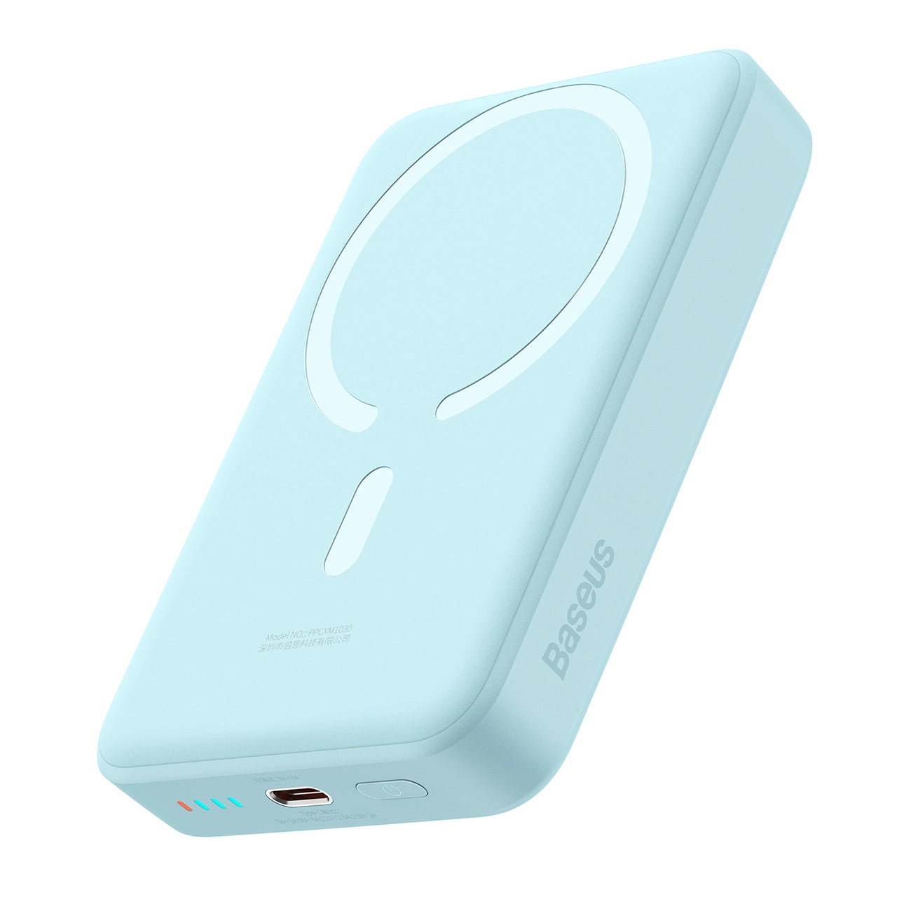 Baterie Externa Wireless Baseus Magnetic Mini, 10000mAh, 30W, PD + FQI, 1 x QI - 1 x USB-C, Albastra PPCX110203