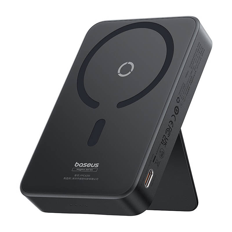 Baterie Externa Wireless Baseus MagPro PPCXZ05, 5000mAh, 20W, PD + FQI, 1 x QI - 1 x USB-C, Neagra, Resigilata P10064101123-00