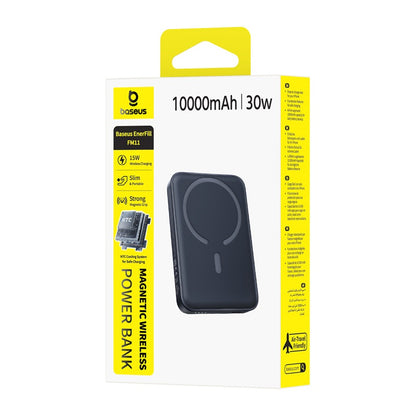 Baterie Externa Wireless Baseus EnerFill FM11, 10000mAh, 30W, PD + FQI, 1 x QI - 1 x USB-C, Neagra