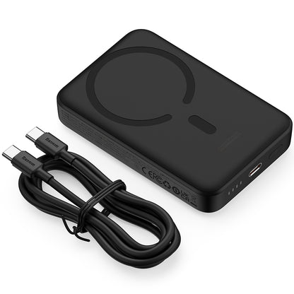 Baterie Externa Wireless Baseus Magnetic Mini, 10000mAh, 30W, PD + FQI, 1 x QI - 1 x USB-C, Neagra PPCX110201