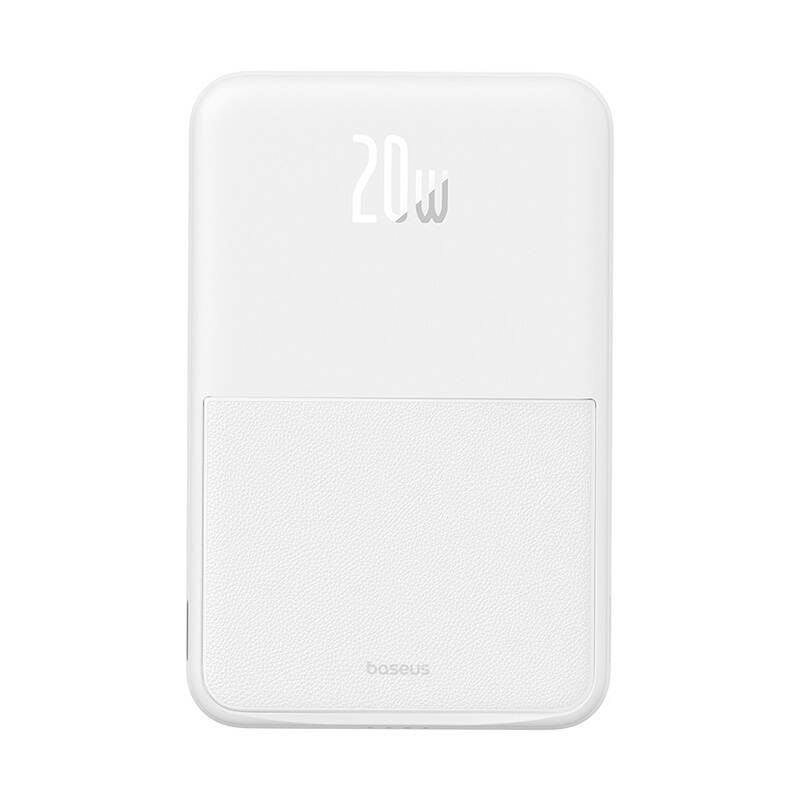 Baterie Externa Wireless Baseus MagPro PPCXZ05, 5000mAh, 20W, PD + FQI, 1 x QI - 1 x USB-C, Alba P10064101223-00