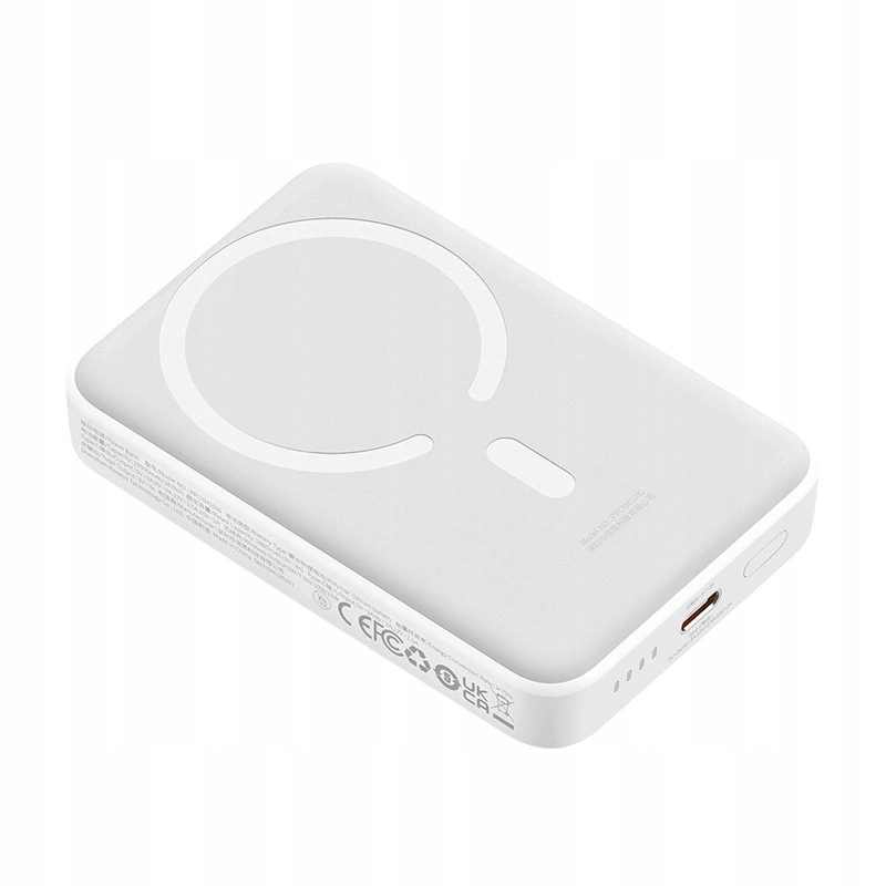 Baterie Externa Wireless Baseus Magnetic Mini, 10000mAh, 30W, PD + FQI, 1 x QI - 1 x USB-C, Alba PPCX110202
