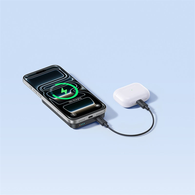 Baterie Externa Wireless Baseus EnerFill FM11, 10000mAh, 30W, PD + FQI, 1 x QI - 1 x USB-C, Neagra