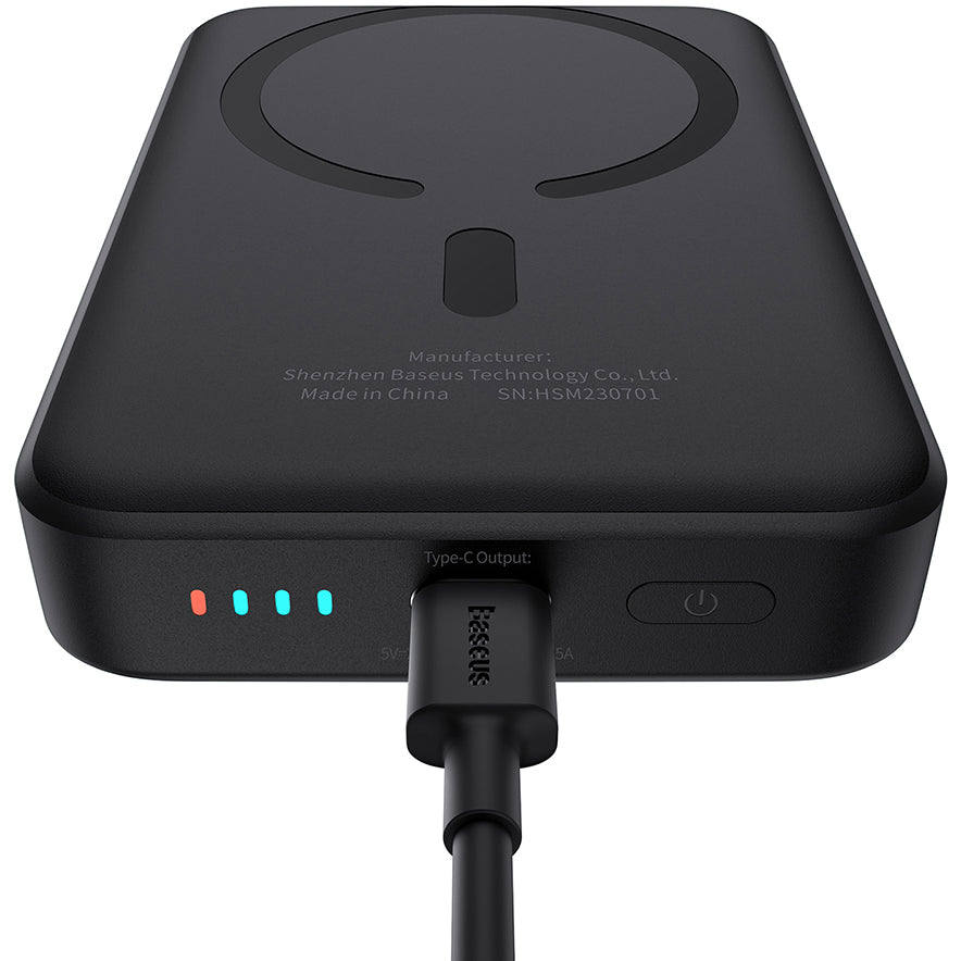 Baterie Externa Wireless Baseus Magnetic Mini, 10000mAh, 20W, PD + FQI, 1 x QI - 1 x USB-C, Neagra P10059001113-00