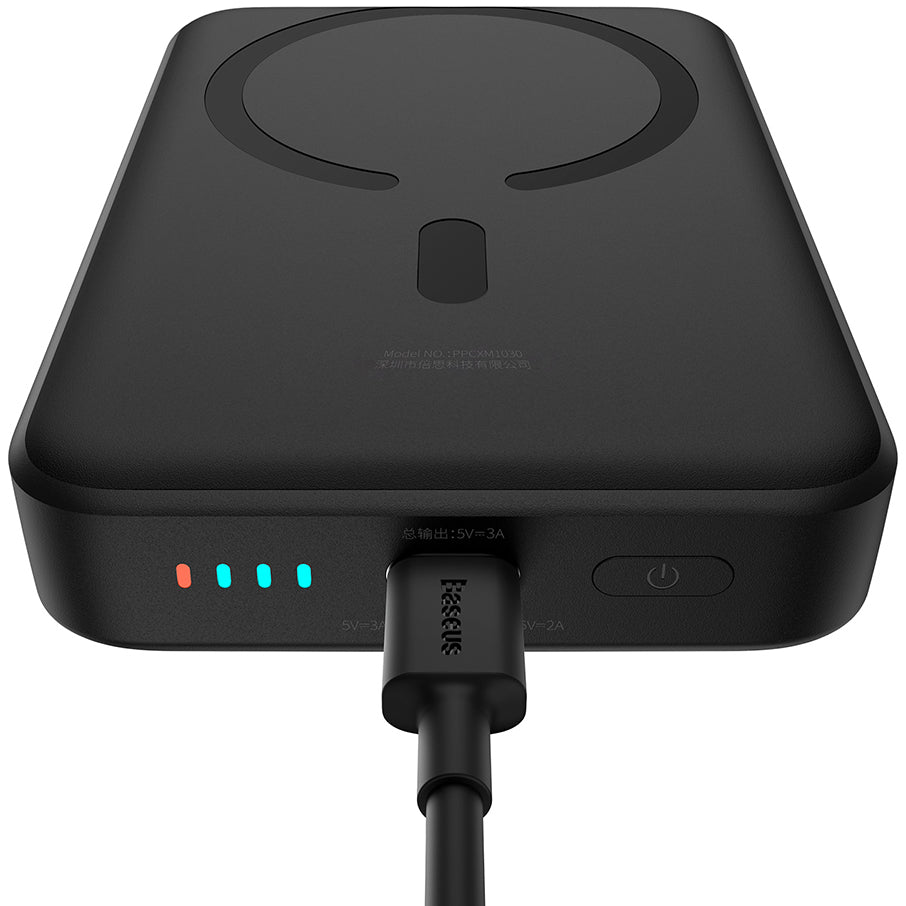 Baterie Externa Wireless Baseus Magnetic Mini, 10000mAh, 30W, PD + FQI, 1 x QI - 1 x USB-C, Neagra PPCX110201