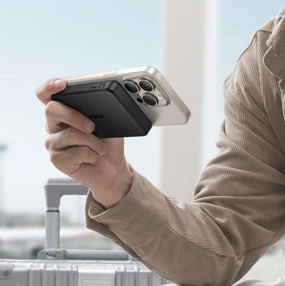 Baterie Externa Wireless Baseus Airpow2 Qi2, 10000mAh, 22.5W, QC + PD + FQI, 1 x QI - 1 x USB-A - 1 x USB-C, Neagra P10080000123-00