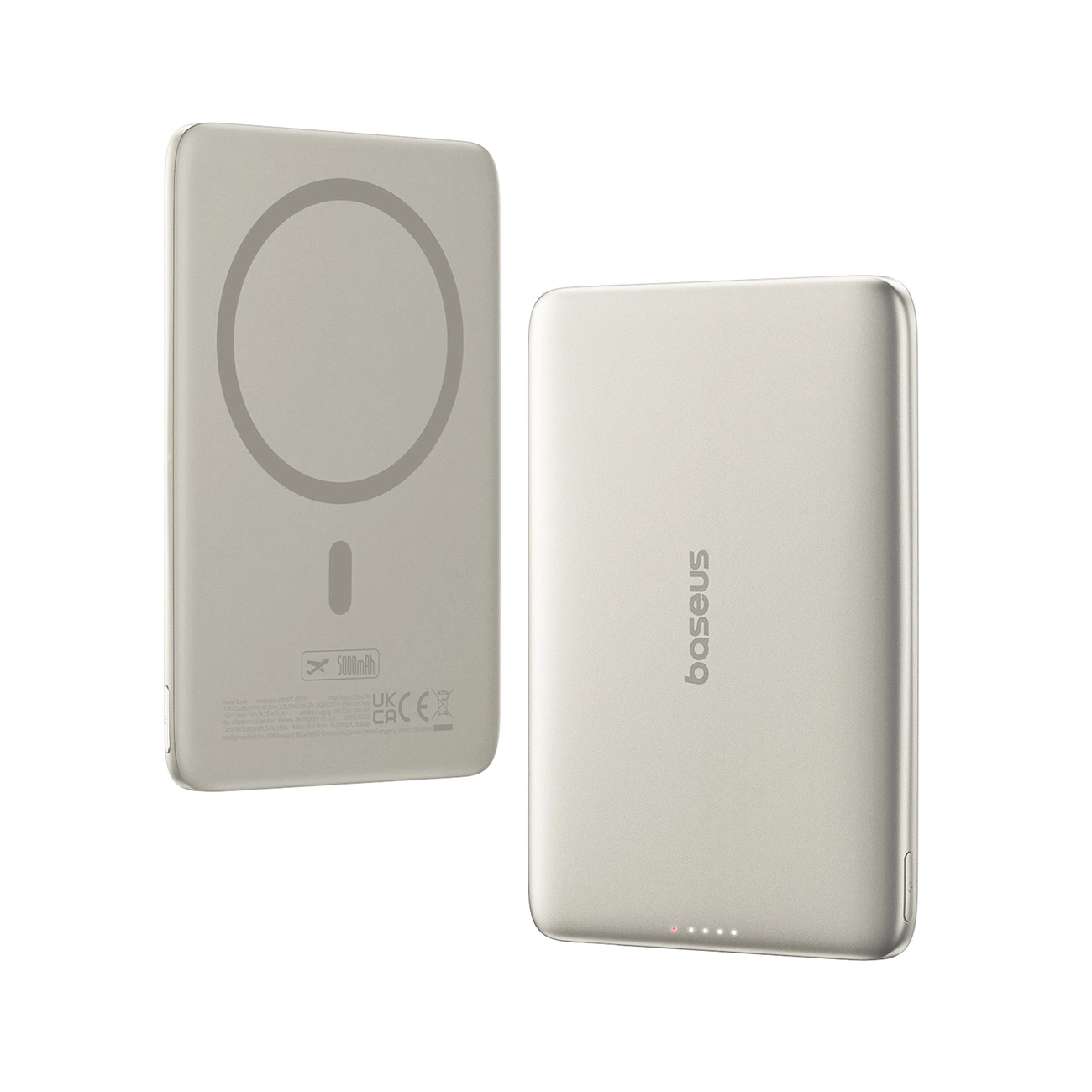 Baterie Externa Wireless Baseus PicoGo AM41, 5000mAh, 20W, PD + FQI, 1 x QI - 1 x USB-C, Bej