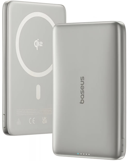 Baterie Externa Wireless Baseus PicoGo AM41, 10000mAh, 27W, PD + FQI, 1 x QI - 1 x USB-C, Bej E0027203