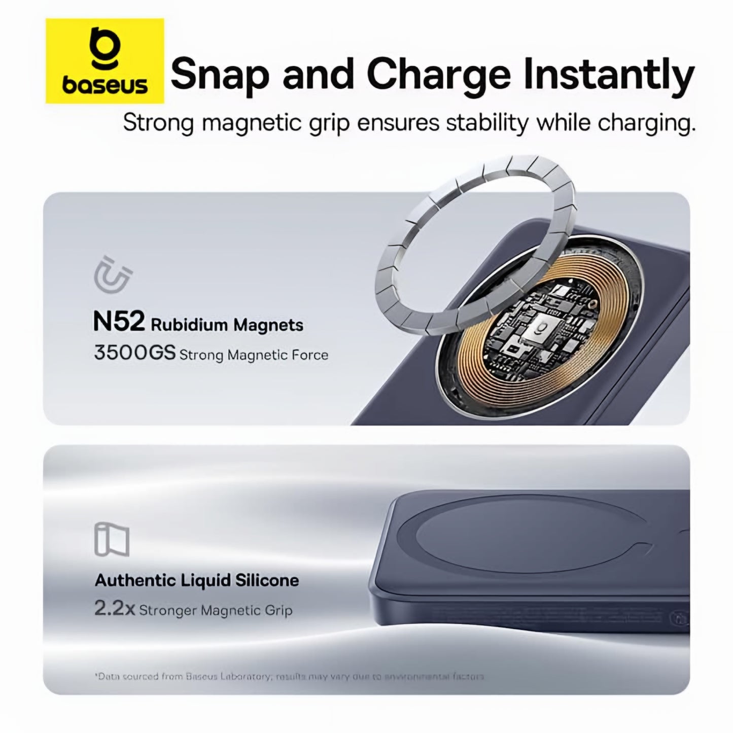 Baterie Externa Wireless Baseus EnerFill FM11 Ultra-Mini, 10000mAh, 22.5W, PD + FQI, 1 x QI - 1 x USB-C, Gri E0026602