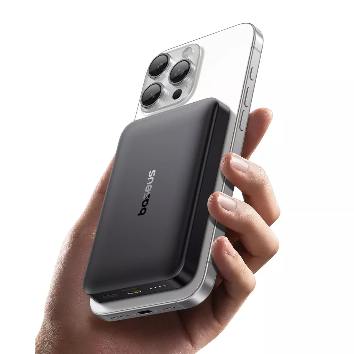 Baterie Externa Wireless Baseus Enerfill FM12, 10000mAh, 22.5W, PD + FQI, 1 x QI - 1 x USB-C, Neagra E0028500