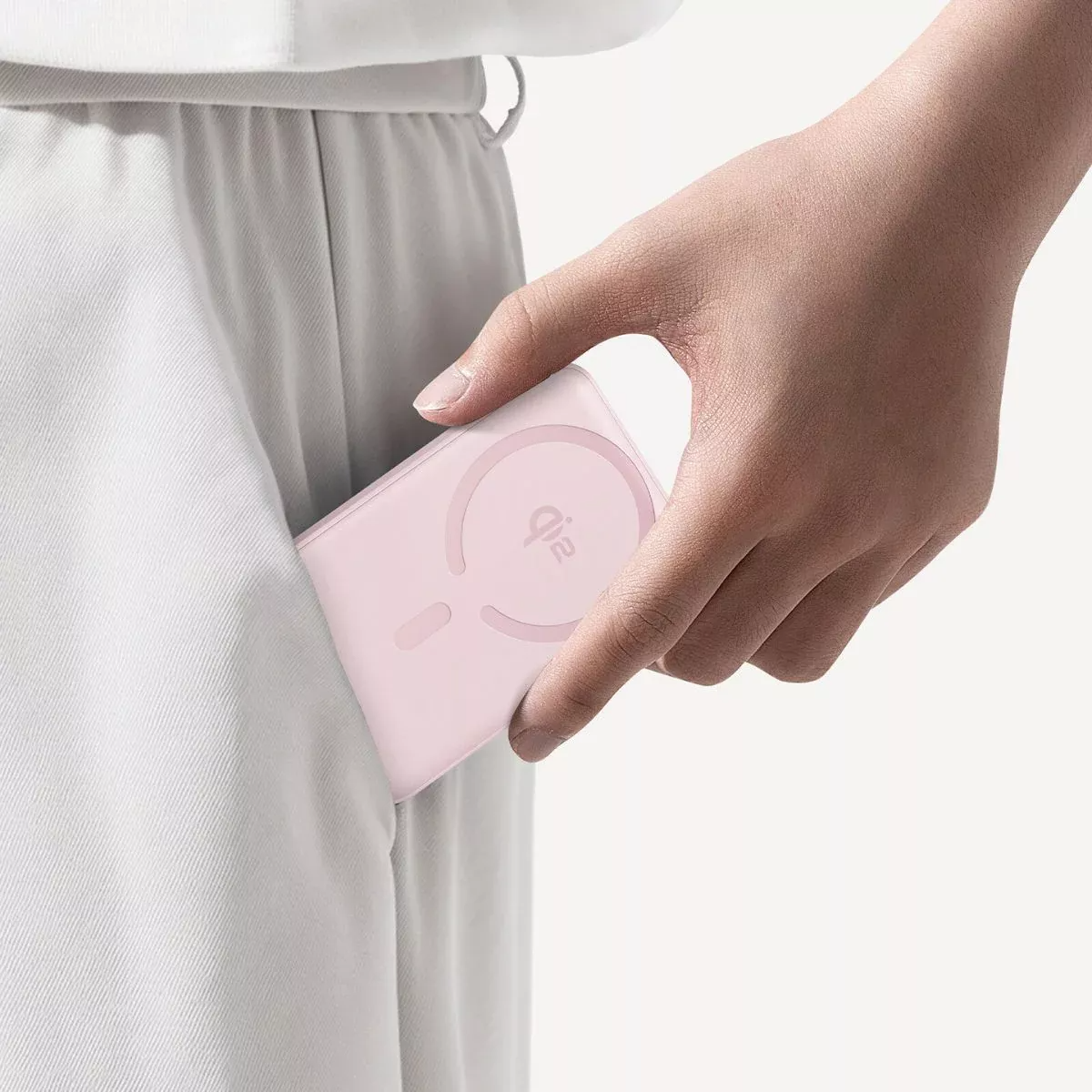 Baterie Externa Wireless Baseus Enerfill FM12, 10000mAh, 22.5W, PD + FQI, 1 x QI - 1 x USB-C, Roz E0028502
