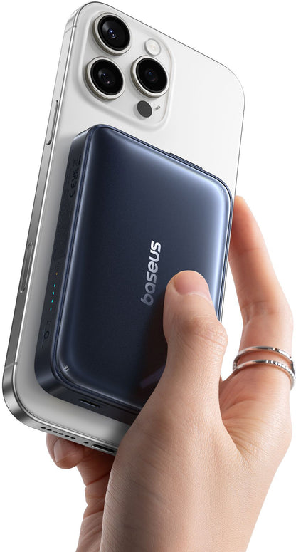 Baterie Externa Wireless Baseus PicoGo AM61, 10000mAh, 45W, PD + FQI, 1 x QI - 2 x USB-C, Neagra E0028V00