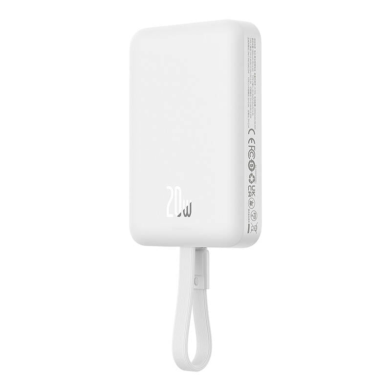 Baterie Externa Wireless Baseus Magnetic Mini, 10000mAh, 20W, PD + FQI, 1 x Lightning - 1 x QI - 1 x USB-C, Alba P10022109223-00