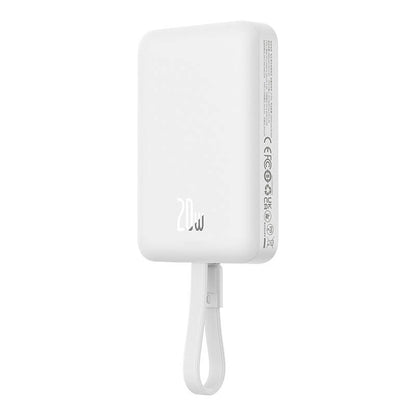 Baterie Externa Wireless Baseus Magnetic Mini, 10000mAh, 20W, PD + FQI, 1 x Lightning - 1 x QI - 1 x USB-C, Alba P10022109223-00