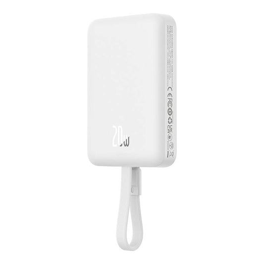 Baterie Externa Wireless Baseus Magnetic Mini, 10000mAh, 20W, PD + FQI, 1 x Lightning - 1 x QI - 1 x USB-C, Alba P10022109223-00