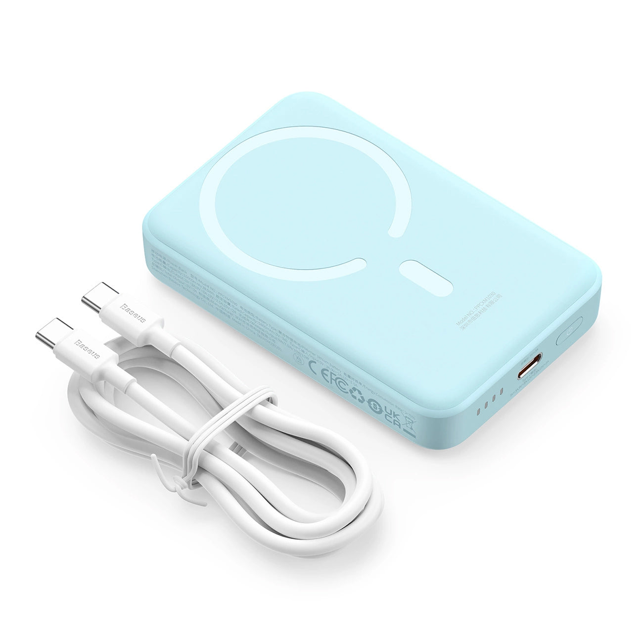 Baterie Externa Wireless Baseus Magnetic Mini, 10000mAh, 30W, PD + FQI, 1 x QI - 1 x USB-C, Albastra PPCX110203