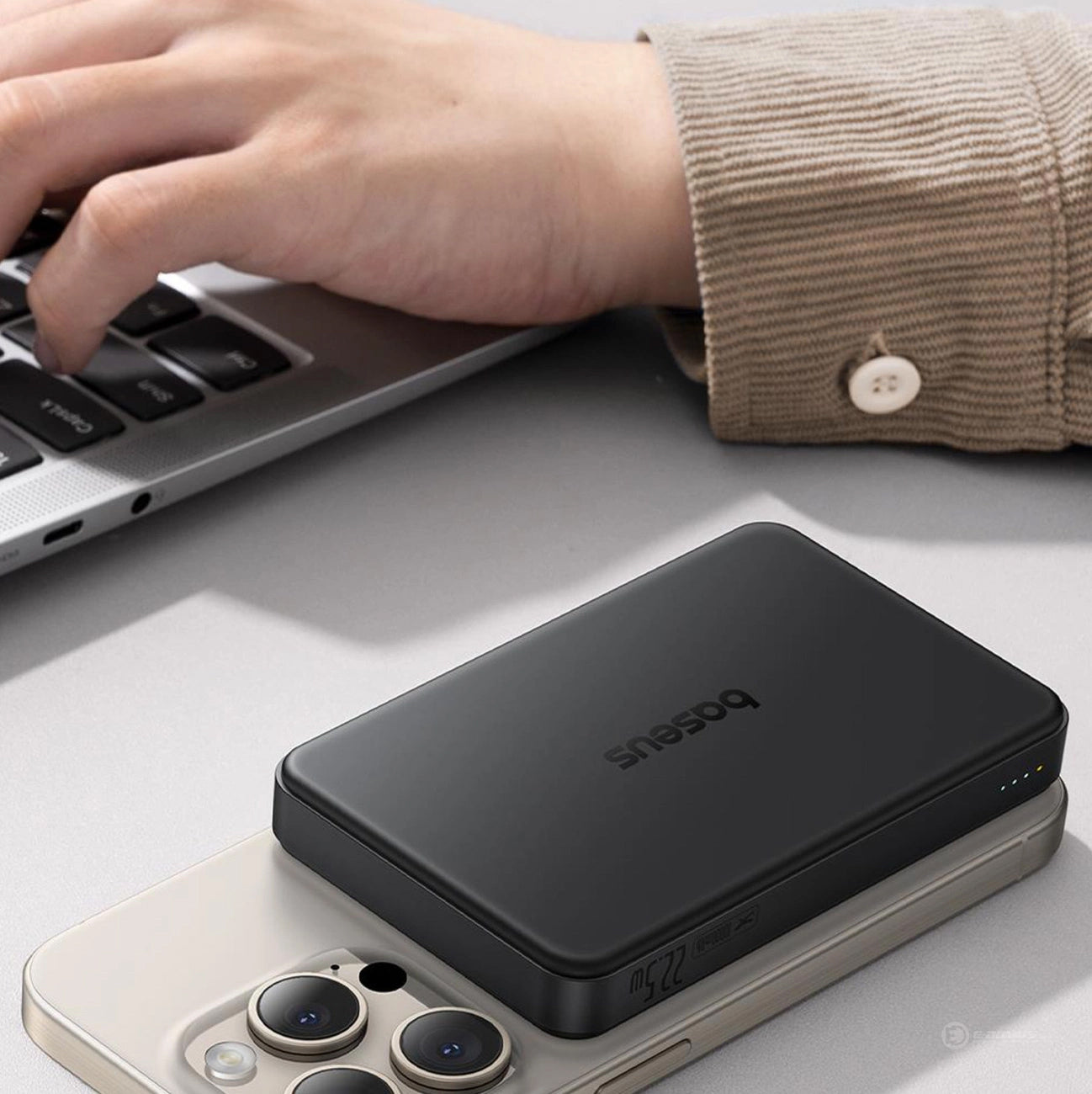 Baterie Externa Wireless Baseus Airpow2 Qi2, 10000mAh, 22.5W, QC + PD + FQI, 1 x QI - 1 x USB-A - 1 x USB-C, Neagra P10080000123-00