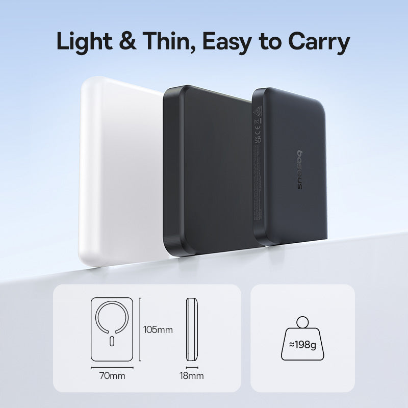 Baterie Externa Wireless Baseus EnerFill FM11, 10000mAh, 30W, PD + FQI, 1 x QI - 1 x USB-C, Neagra