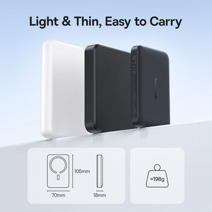 Baterie Externa Wireless Baseus EnerFill FM11, 10000mAh, 30W, PD + FQI, 1 x QI - 1 x USB-C, Neagra