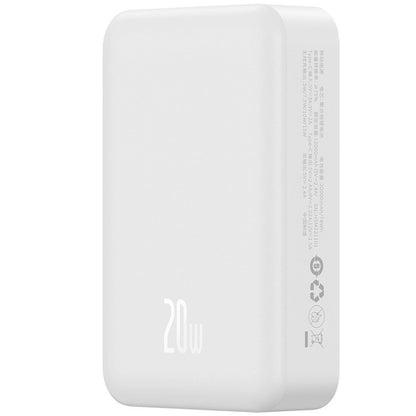 Baterie Externa Wireless Baseus Magnetic Mini, 20000mAh, 20W, PD + FQI, 1 x QI - 1 x USB-C, Alba PPCX150002