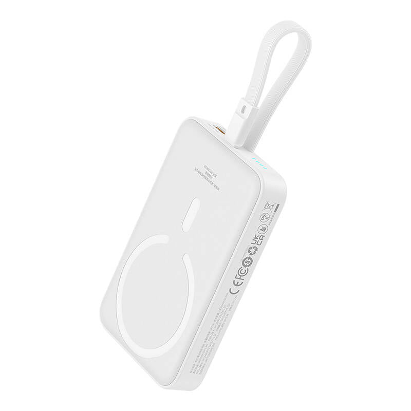 Baterie Externa Wireless Baseus Magnetic Mini, 10000mAh, 20W, PD + FQI, 1 x Lightning - 1 x QI - 1 x USB-C, Alba P10022109223-00