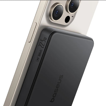 Baterie Externa Wireless Baseus Airpow2 Qi2, 10000mAh, 22.5W, QC + PD + FQI, 1 x QI - 1 x USB-A - 1 x USB-C, Neagra P10080000123-00