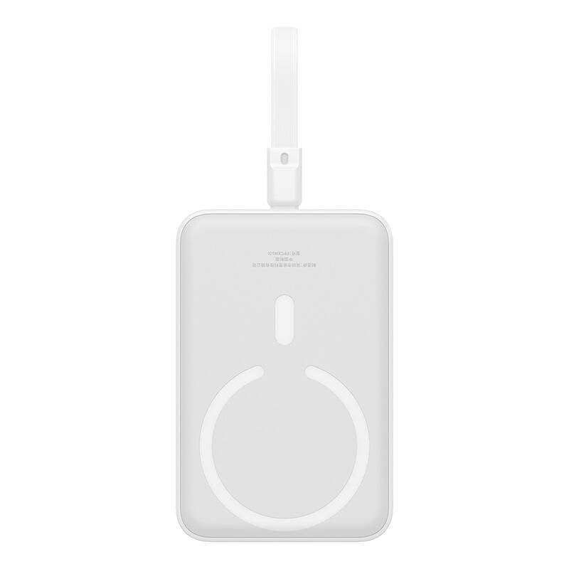 Baterie Externa Wireless Baseus Magnetic Mini, 10000mAh, 20W, PD + FQI, 1 x Lightning - 1 x QI - 1 x USB-C, Alba P10022109223-00