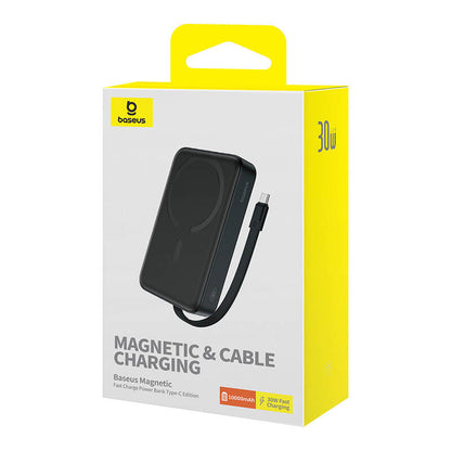 Baterie Externa Wireless Baseus Magnetic Mini, 10000mAh, 30W, PD + FQI, 1 x QI - 2 x USB-C, Neagra P1002210B113-00