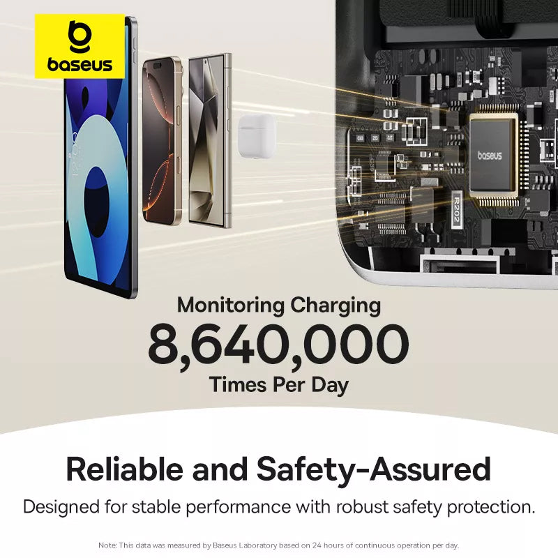 Baterie Externa Wireless Baseus Nomos Kickstand, 10000mAh, 45W, PD + QI, 1 x QI - 1 x USB-C, Neagra P10078800843-00