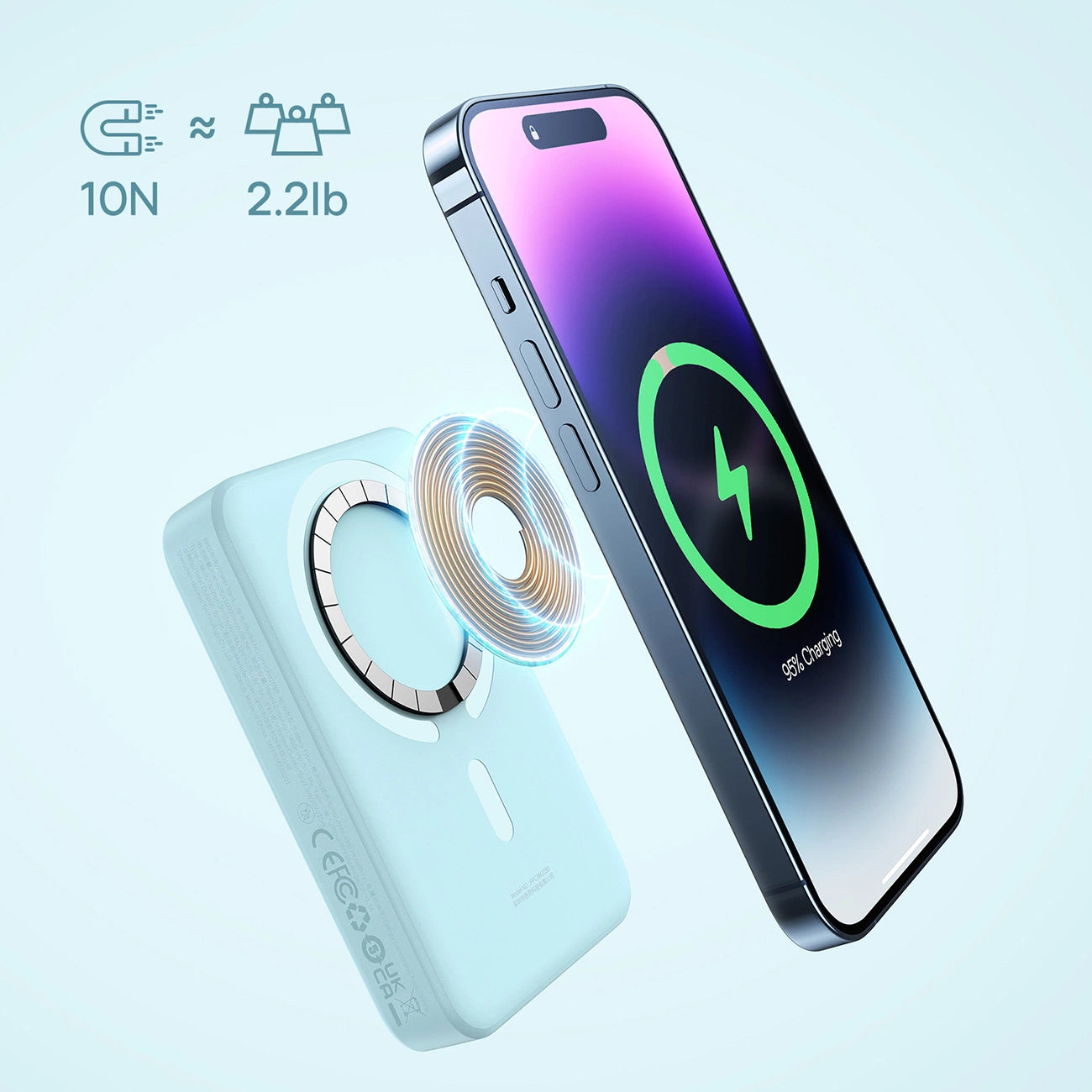 Baterie Externa Wireless Baseus Magnetic Mini, 10000mAh, 30W, PD + FQI, 1 x QI - 1 x USB-C, Albastra PPCX110203