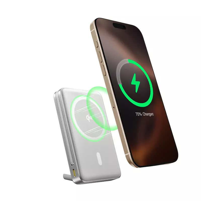 Baterie Externa Wireless Baseus Nomos Kickstand, 10000mAh, 45W, PD + QI, 1 x QI - 1 x USB-C, Neagra P10078800843-00