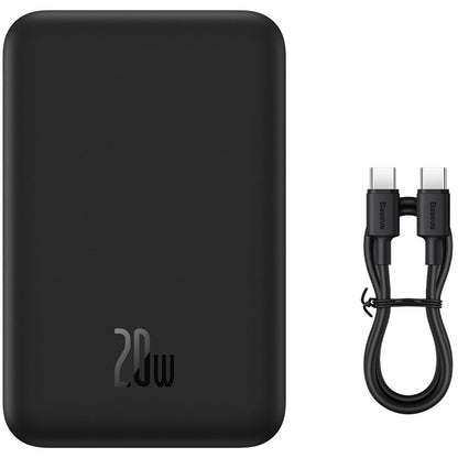 Baterie Externa Wireless Baseus Magnetic Mini, 20000mAh, 20W, PD + FQI, 1 x QI - 1 x USB-C, Neagra PPCX150001