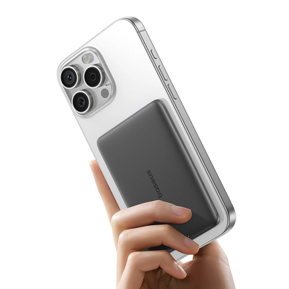 Baterie Externa Wireless Baseus PicoGo AM41, 5000mAh, 20W, PD + FQI, 1 x QI - 1 x USB-C, Neagra