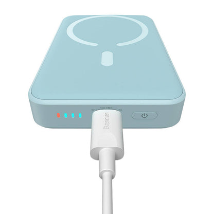 Baterie Externa Wireless Baseus Magnetic Mini, 10000mAh, 20W, PD + FQI, 1 x QI - 1 x USB-C, Albastra PPCX110103
