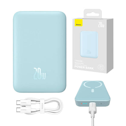 Baterie Externa Wireless Baseus Magnetic Mini, 10000mAh, 20W, PD + FQI, 1 x QI - 1 x USB-C, Albastra PPCX110103